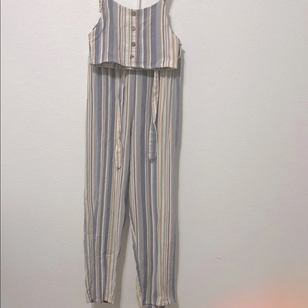 Japna Girls Striped Pants & Cropped Top - Blue and Cream Size 8